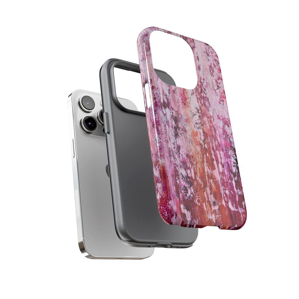 Pink Abstract Art Tough Phone Case — Protective Artistic Phone Cover