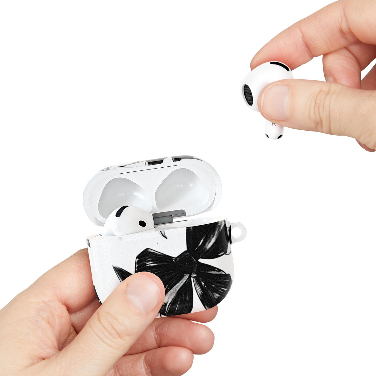 Floral Noir AirPod Case — Black & White Botanical Protective Cover