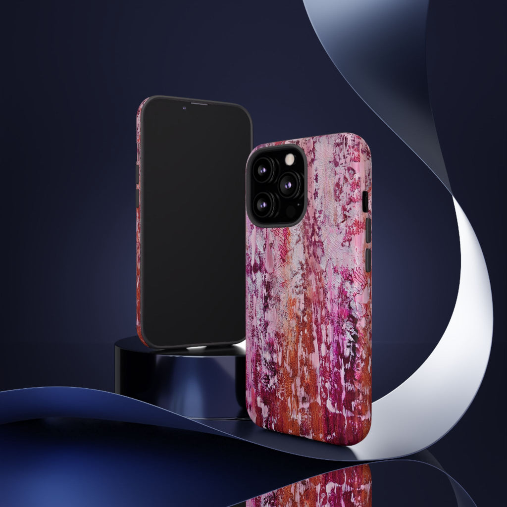 Pink Abstract Art Tough Phone Case — Protective Artistic Phone Cover