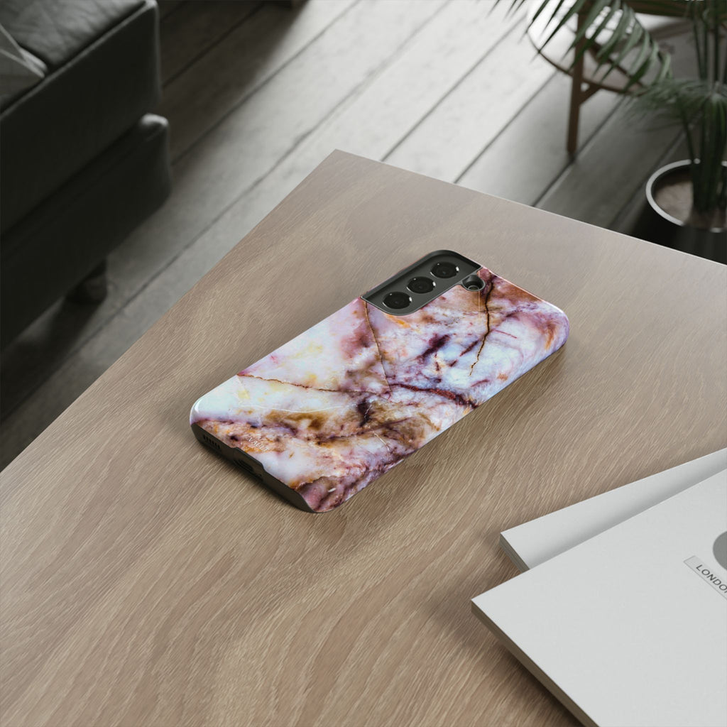 Marble Vein Tough Phone Case — Pink Quartz Protective Cover