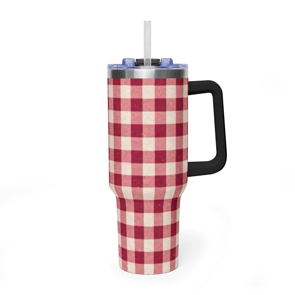 40oz Vacuum Tumbler — Red Buffalo Plaid Insulated Travel Mug