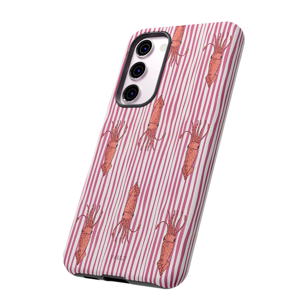 Squid Stripe Phone Case — Pink Nautical Sea Creature Pattern