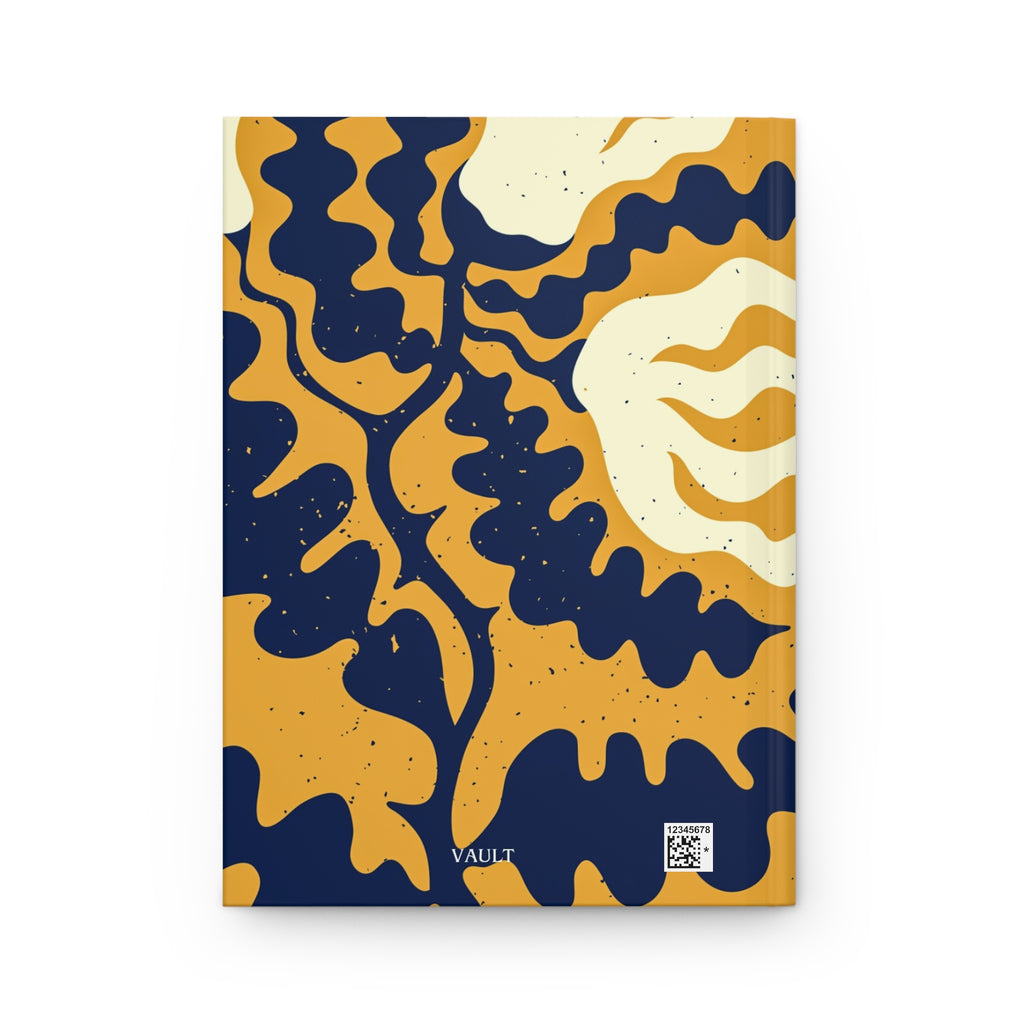 Hardcover Journal — Abstract Organic Navy & Mustard Pattern