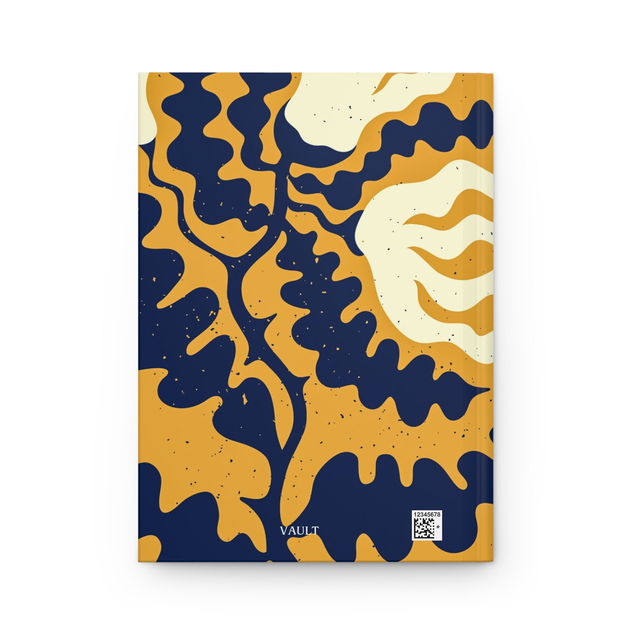 Hardcover Journal — Abstract Organic Navy & Mustard Pattern