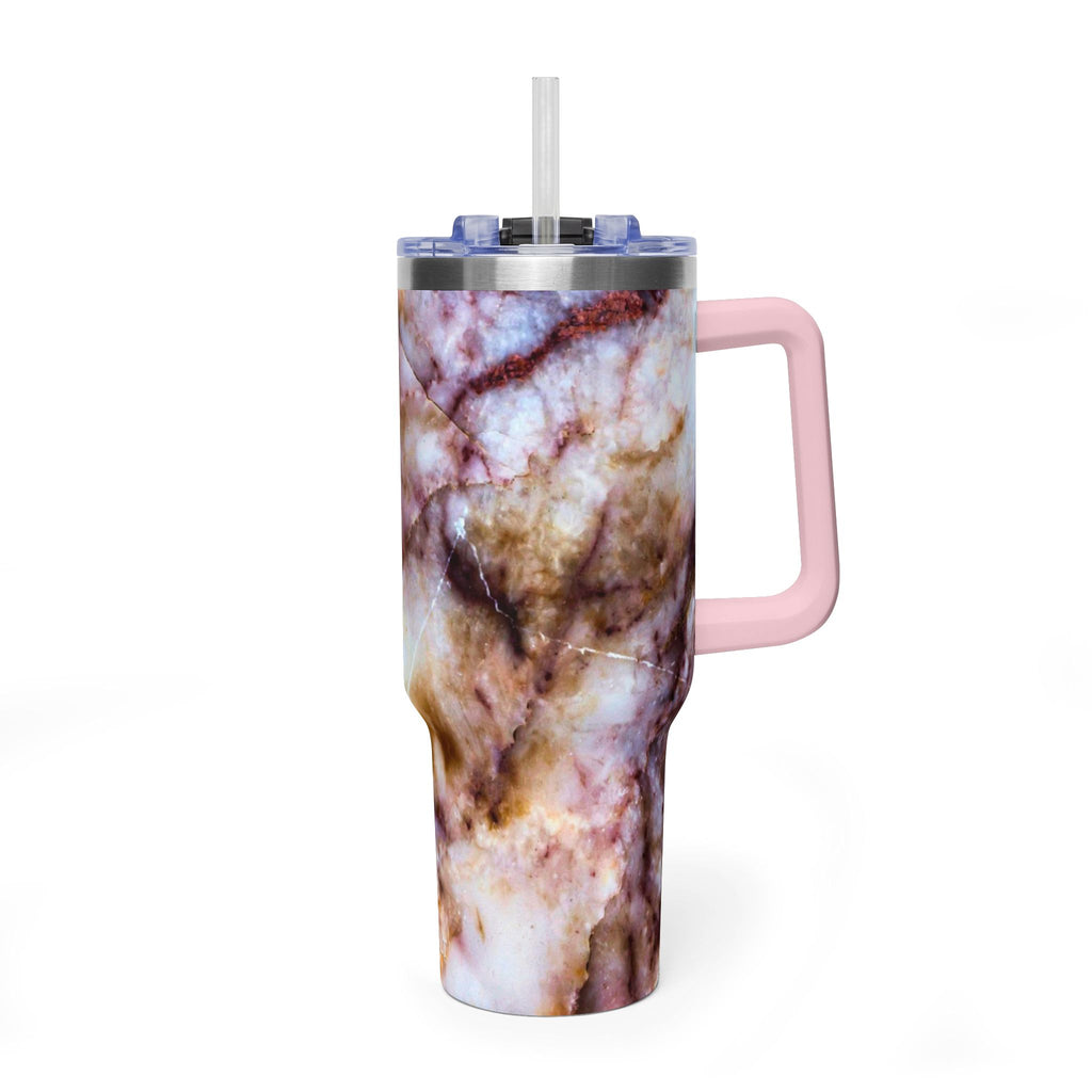 40oz Marble Rose Quartz Vacuum Tumbler – Insulated Travel Mug