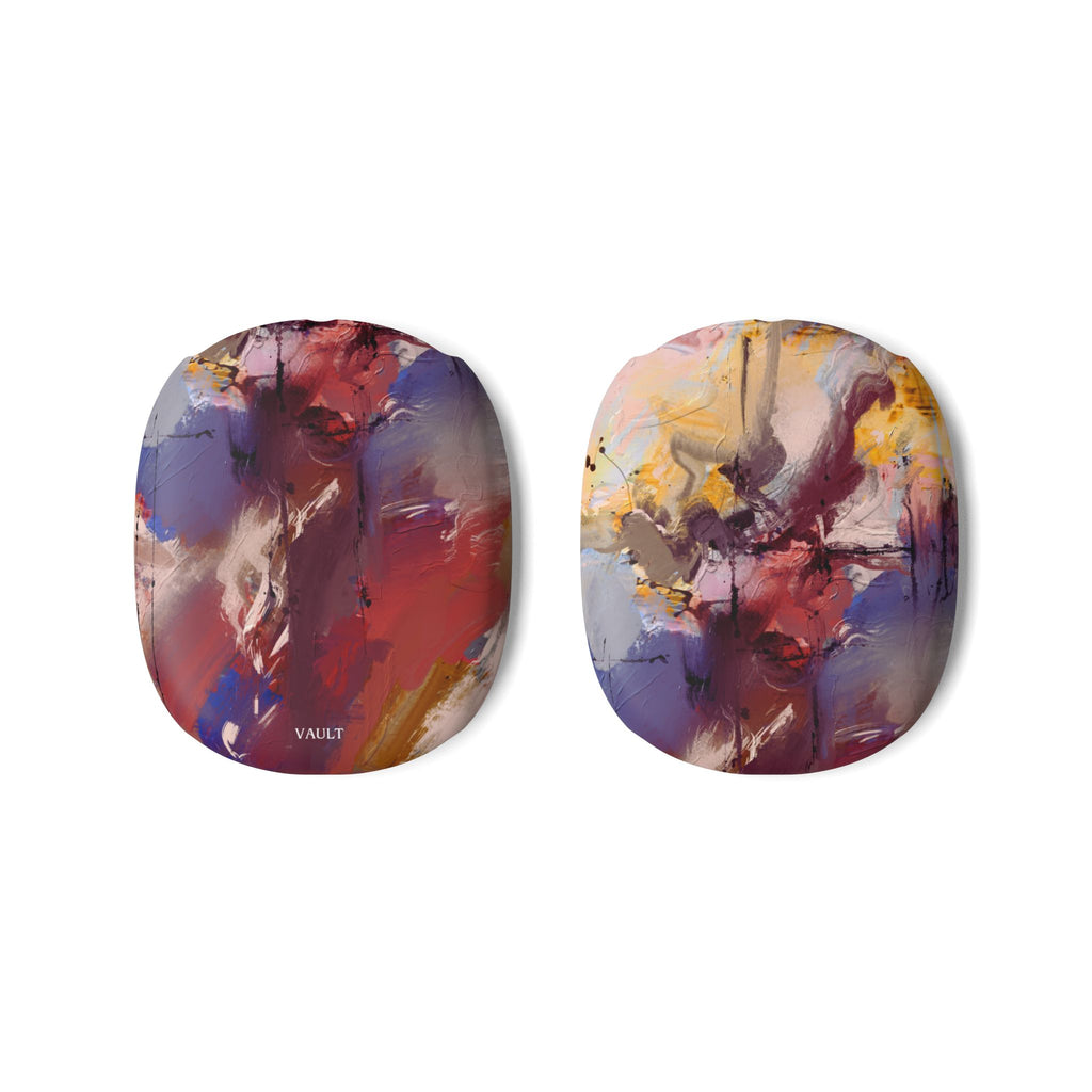 Abstract Color Splash AirPods Max Case — Painterly Maroon & Gold Headphone Covers