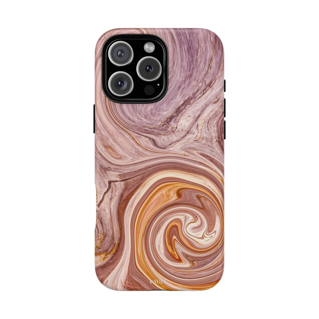 Marble Swirl Phone Case — Pink & Gold Abstract Tough Case