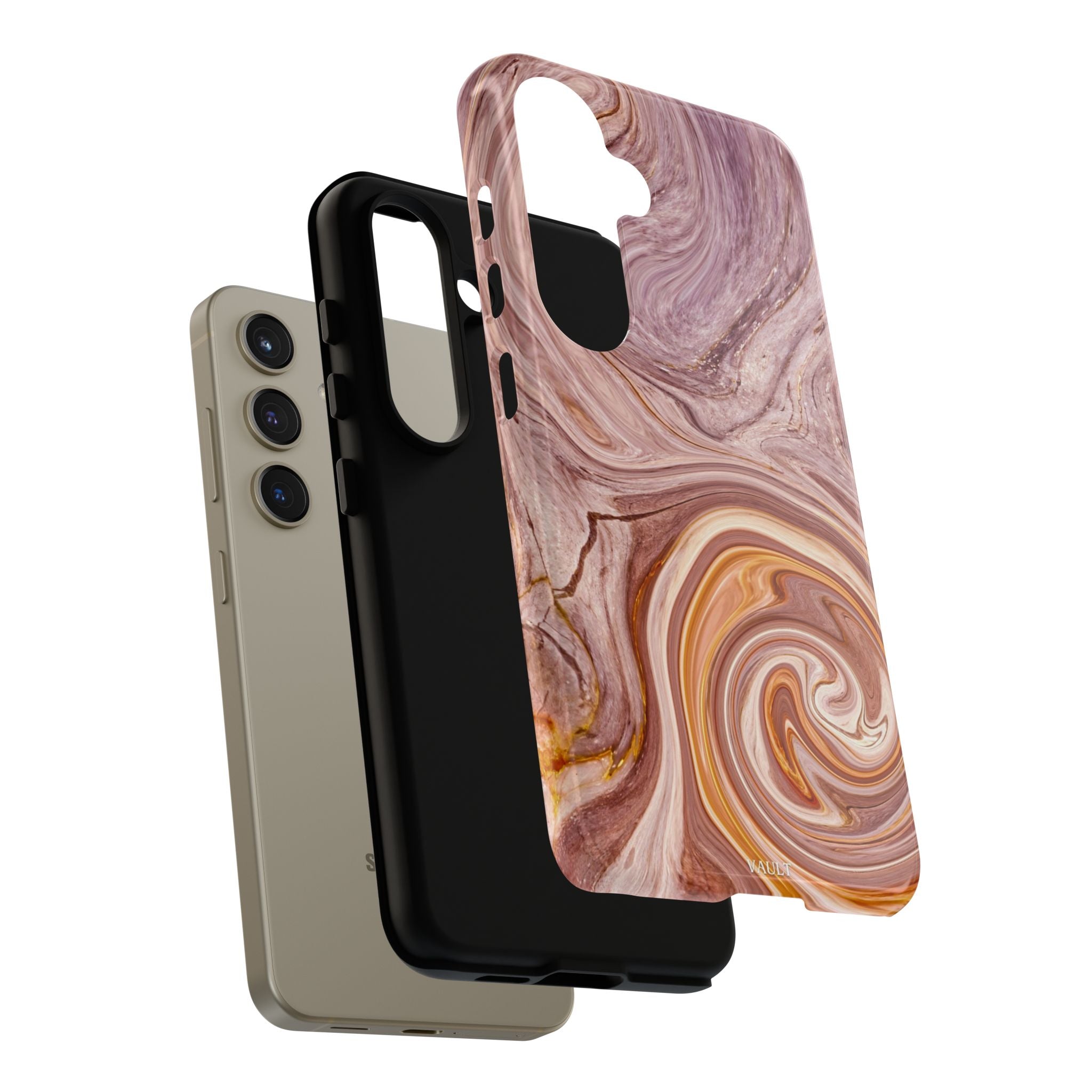 Marble Swirl Phone Case — Pink & Gold Abstract Tough Case