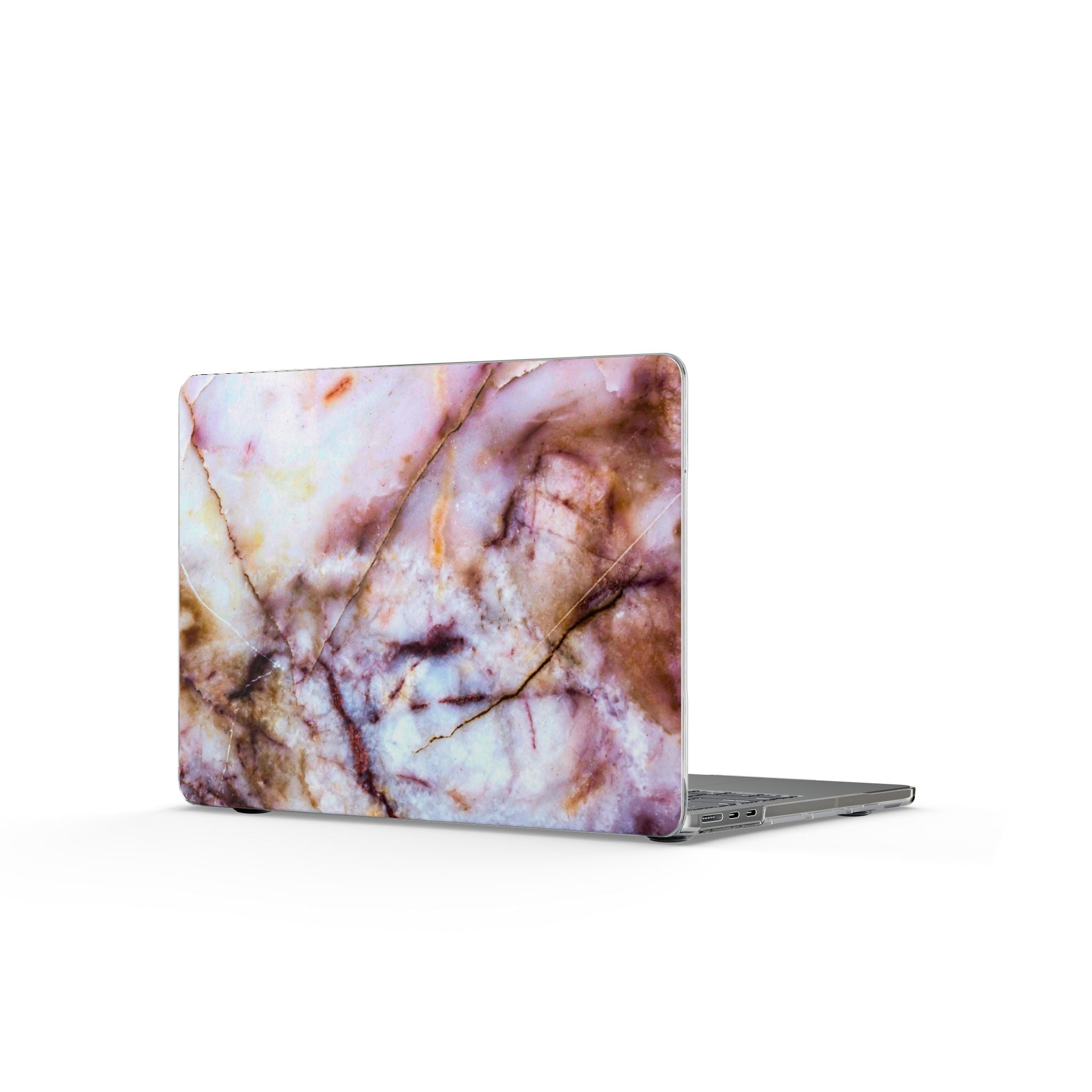Marble Rose Clear MacBook Case — Pink Brown Marble Laptop Shell