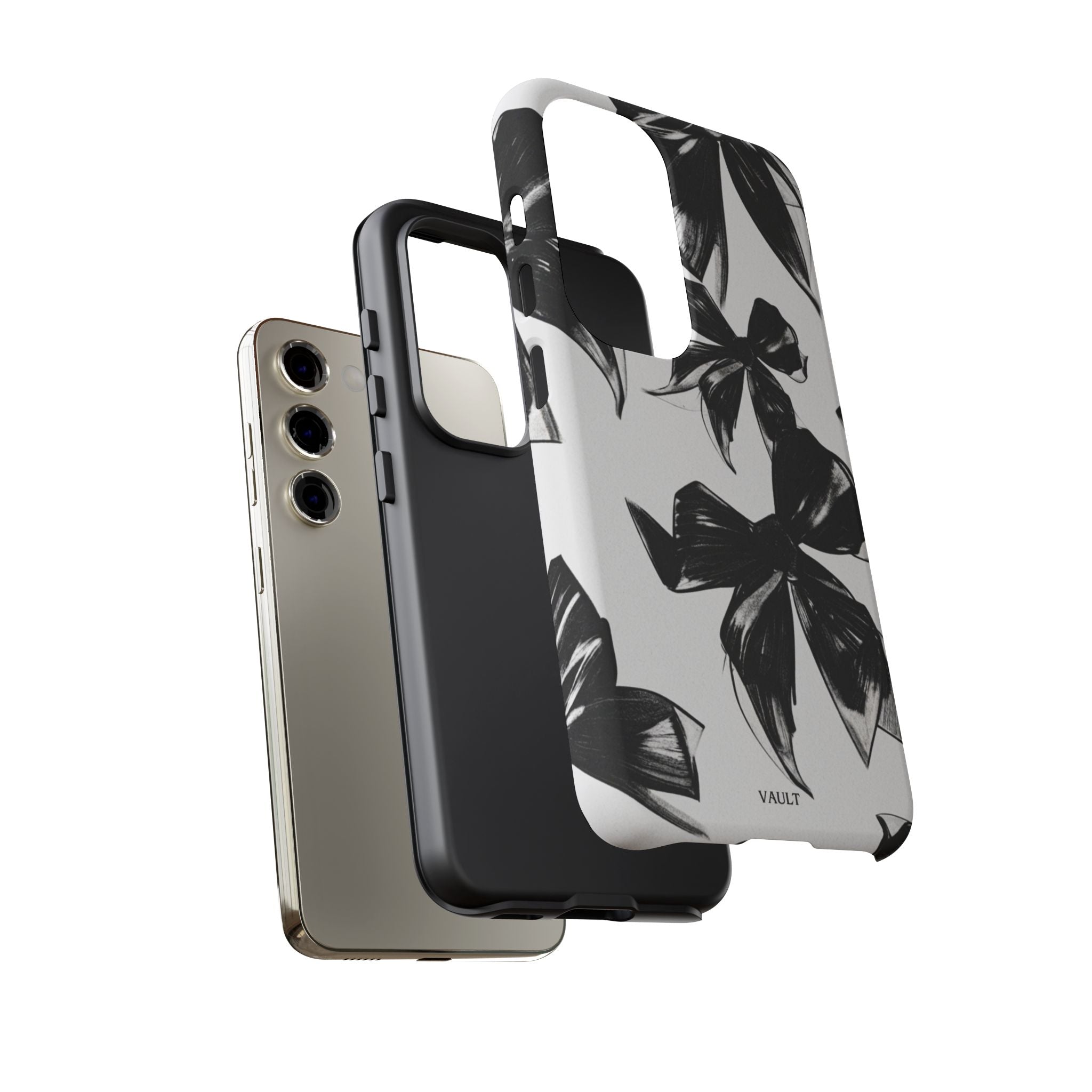Floral Brushstroke Phone Case — Black & White Botanical Tough Case