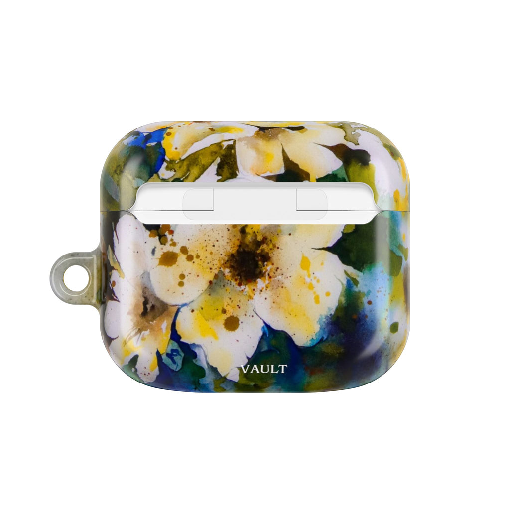 Floral Watercolor AirPod Case — White & Yellow Blossom Protective Cover