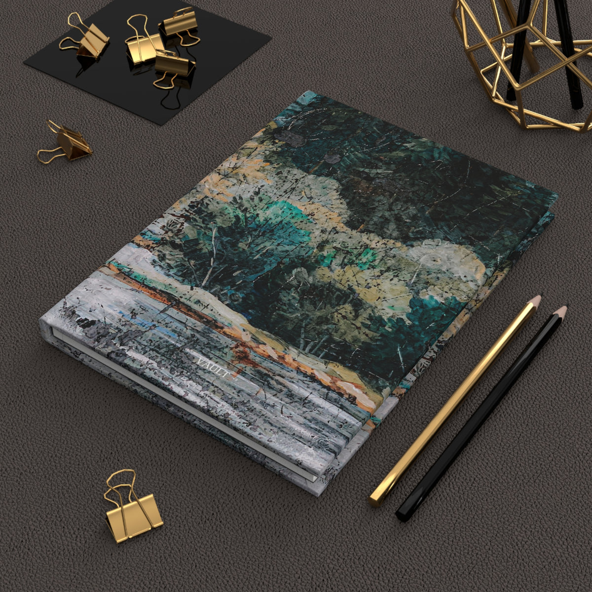 Hardcover Journal — Forest Lake Abstract Landscape Notebook