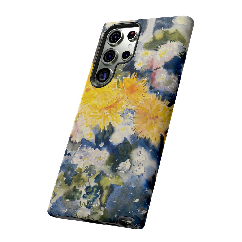 Floral Watercolor Phone Case – Yellow Chrysanthemums Design
