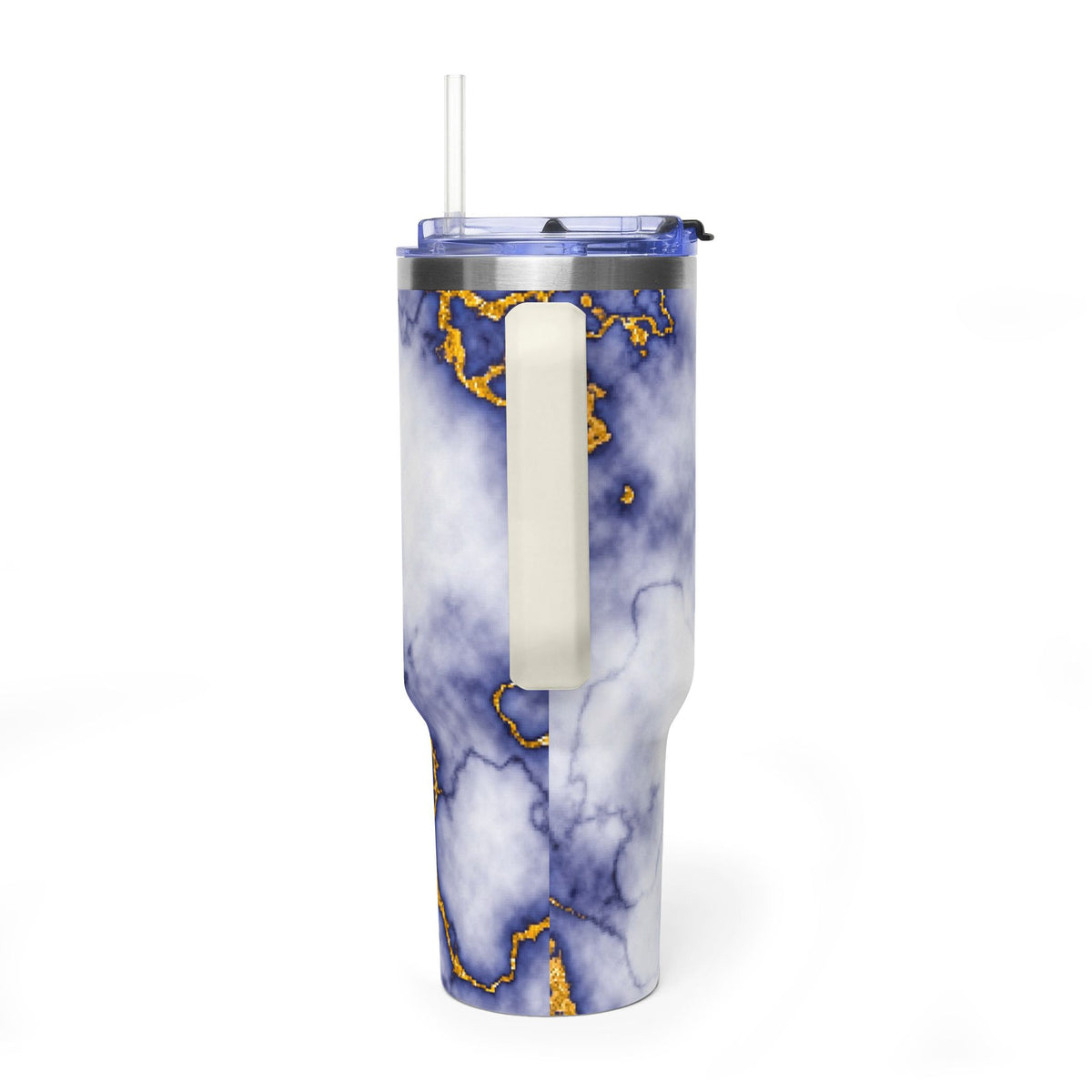 40oz Marble Thermal Tumbler - Blue & Gold Veined Vacuum Cup