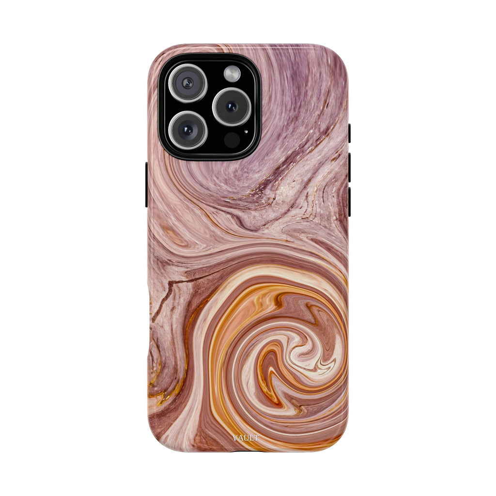 Marble Swirl Phone Case — Pink & Gold Abstract Tough Case