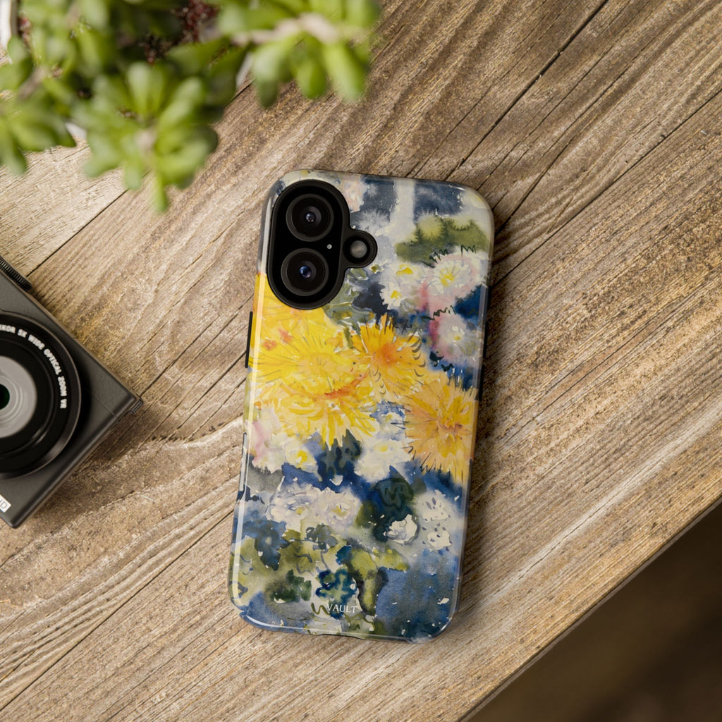 Floral Watercolor Phone Case – Yellow Chrysanthemums Design