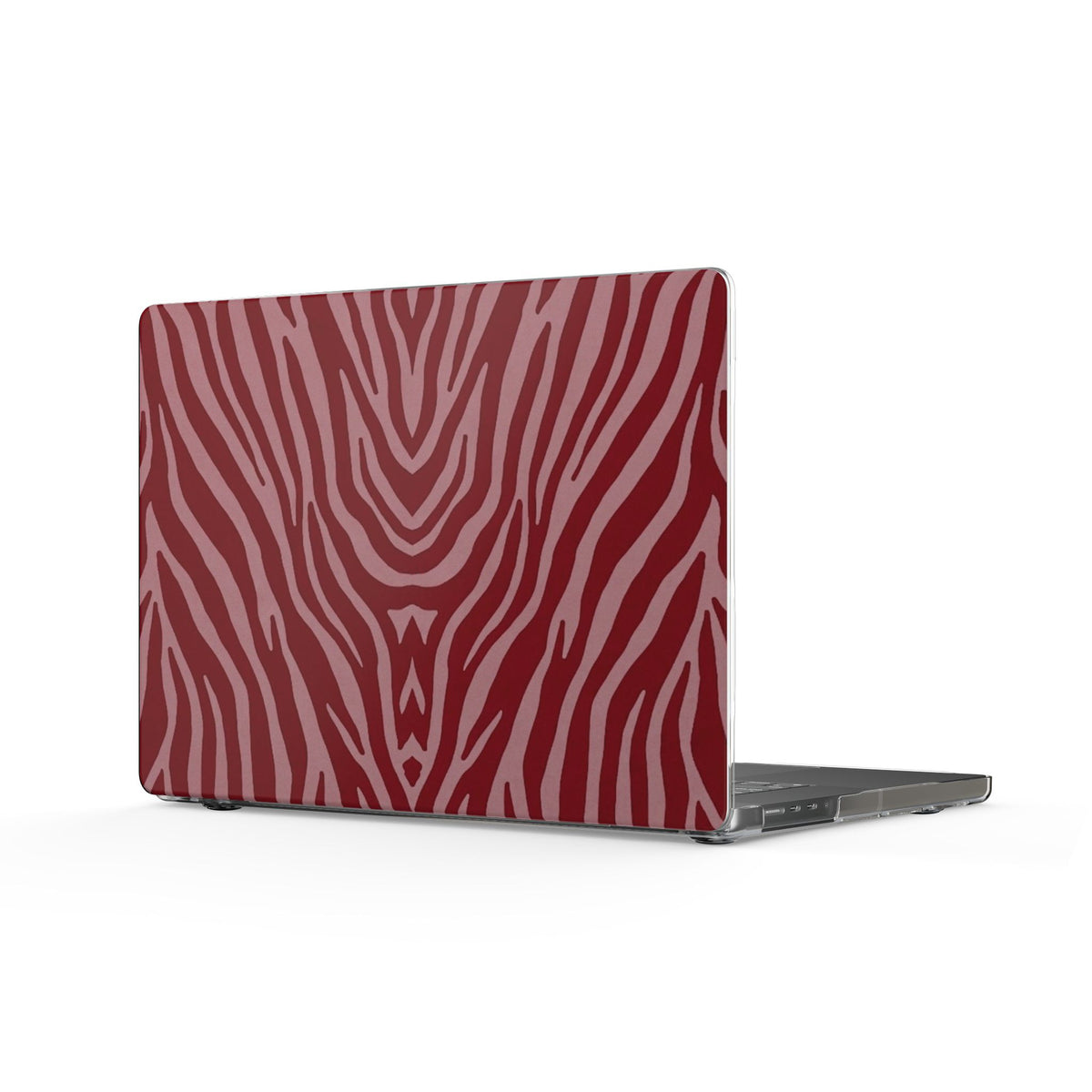 Maroon Zebra Pattern MacBook Case — Red Animal Print Laptop Cover