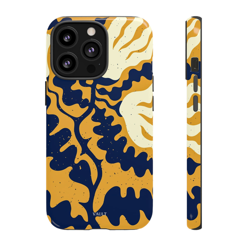 Bold Abstract Floral Phone Case (Navy & Mustard)