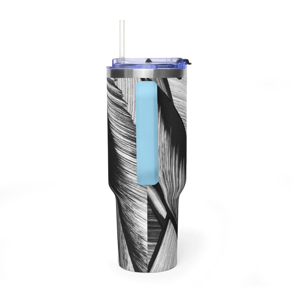 40oz Black & White Tropical Leaf Thermal Tumbler