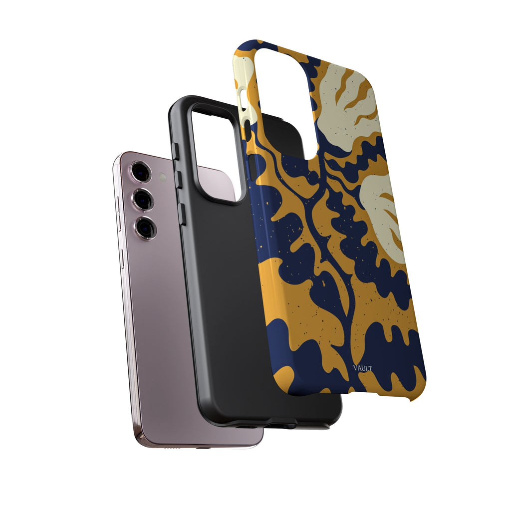 Bold Abstract Floral Phone Case (Navy & Mustard)