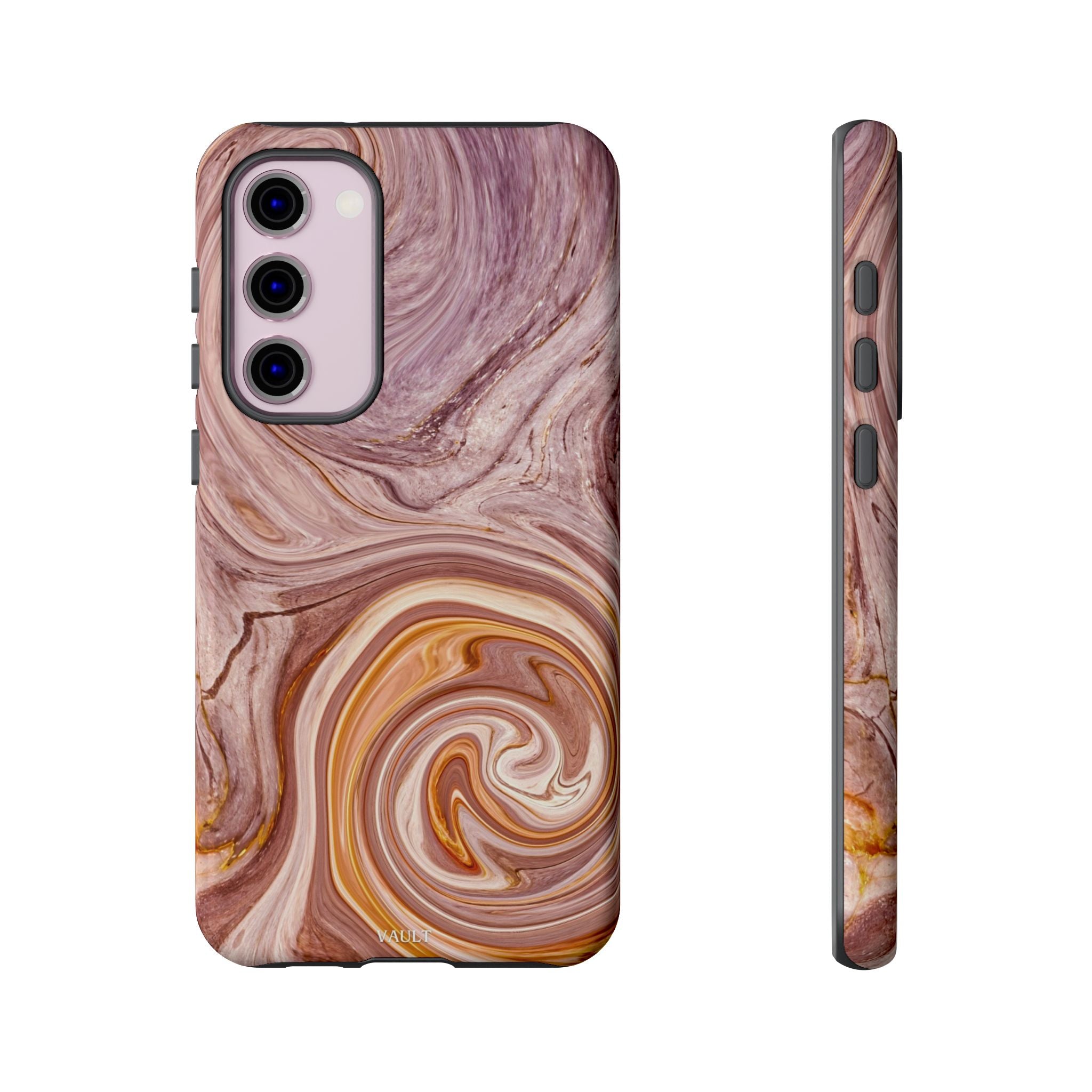 Marble Swirl Phone Case — Pink & Gold Abstract Tough Case