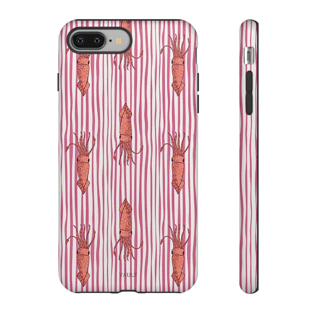 Squid Stripe Phone Case — Pink Nautical Sea Creature Pattern