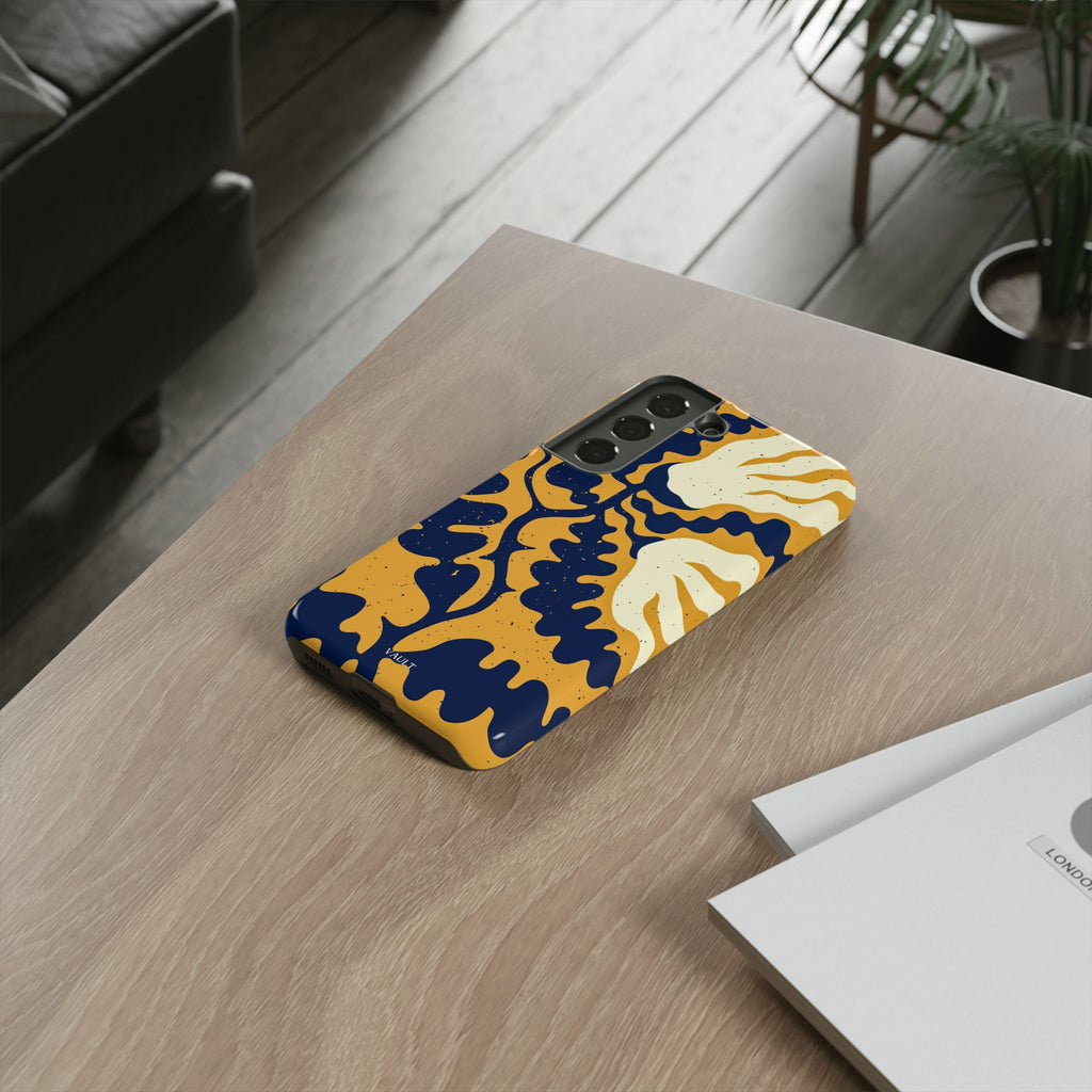 Bold Abstract Floral Phone Case (Navy & Mustard)