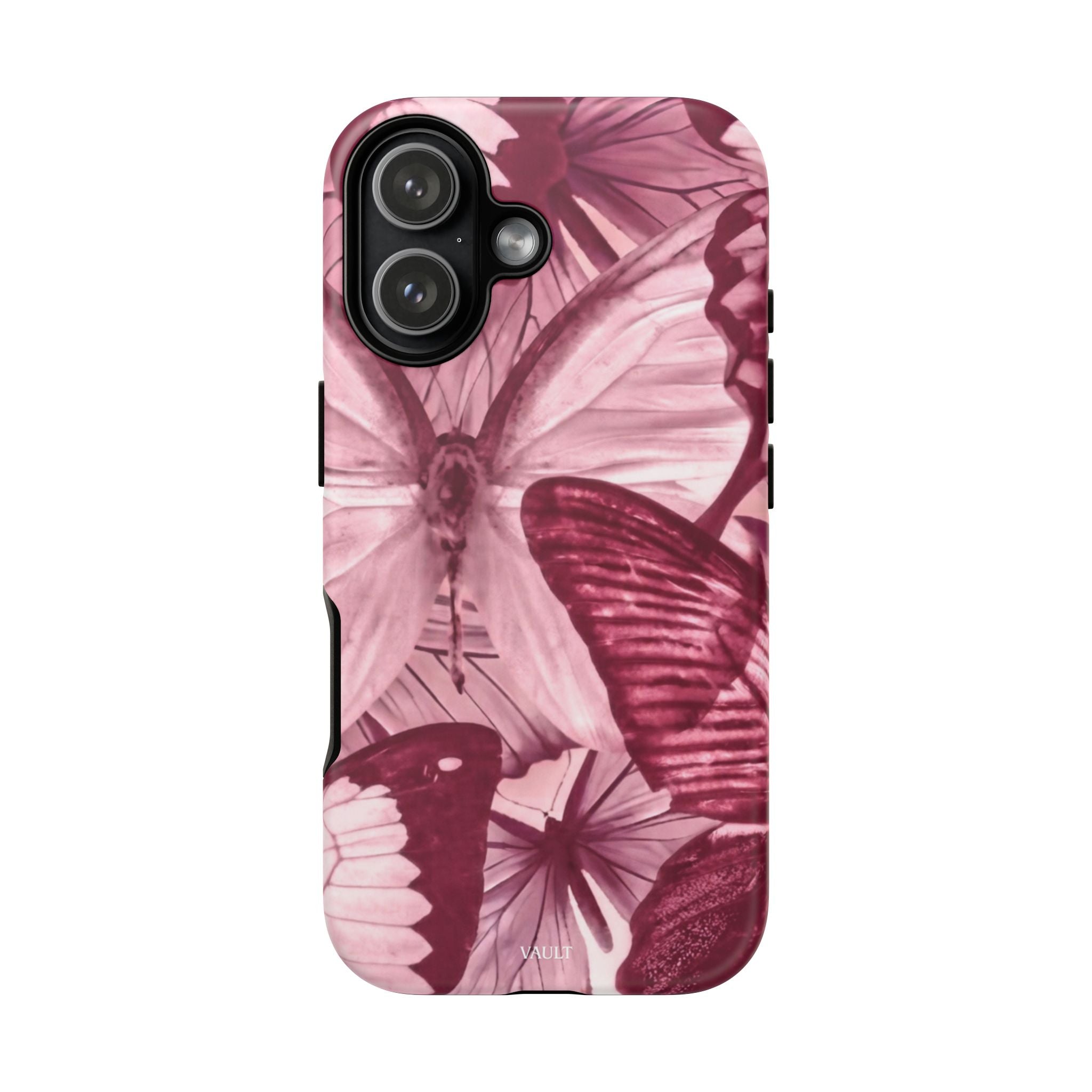 Butterfly Tough Phone Case — Vintage Pink Floral Protective Cover