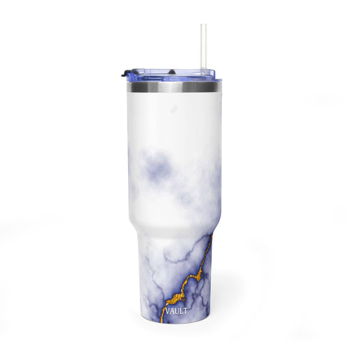 40oz Marble Thermal Tumbler - Blue & Gold Veined Vacuum Cup