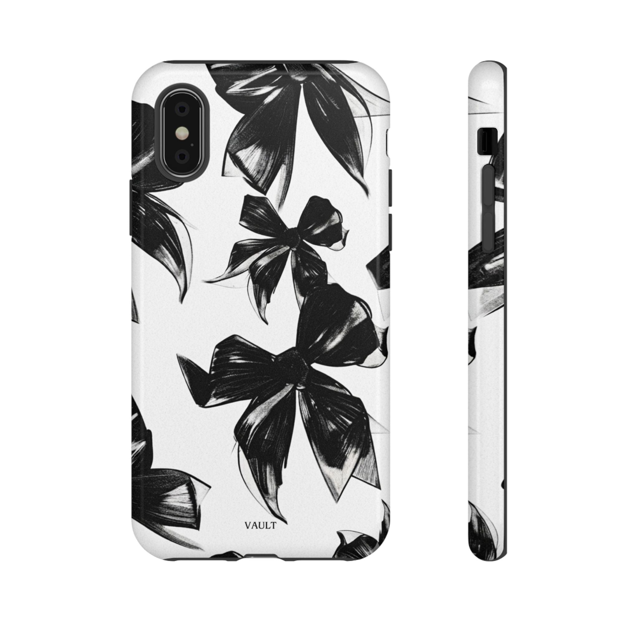 Floral Brushstroke Phone Case — Black & White Botanical Tough Case