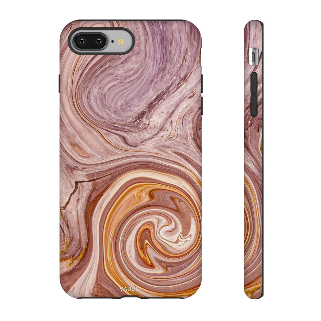 Marble Swirl Phone Case — Pink & Gold Abstract Tough Case