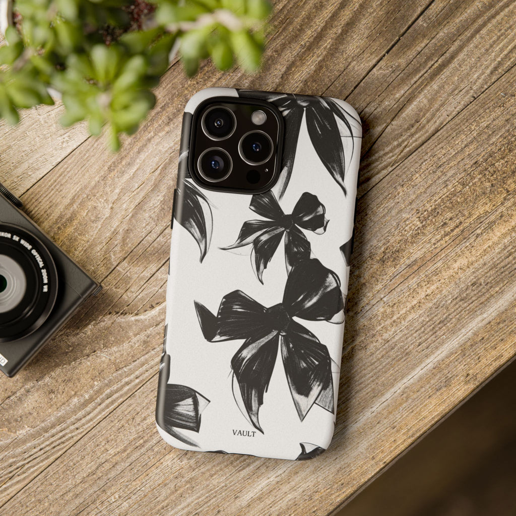Floral Brushstroke Phone Case — Black & White Botanical Tough Case