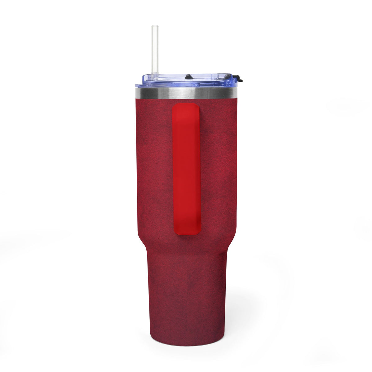 40oz Red Vacuum Tumbler – Insulated Travel Mug with Straw & Handle