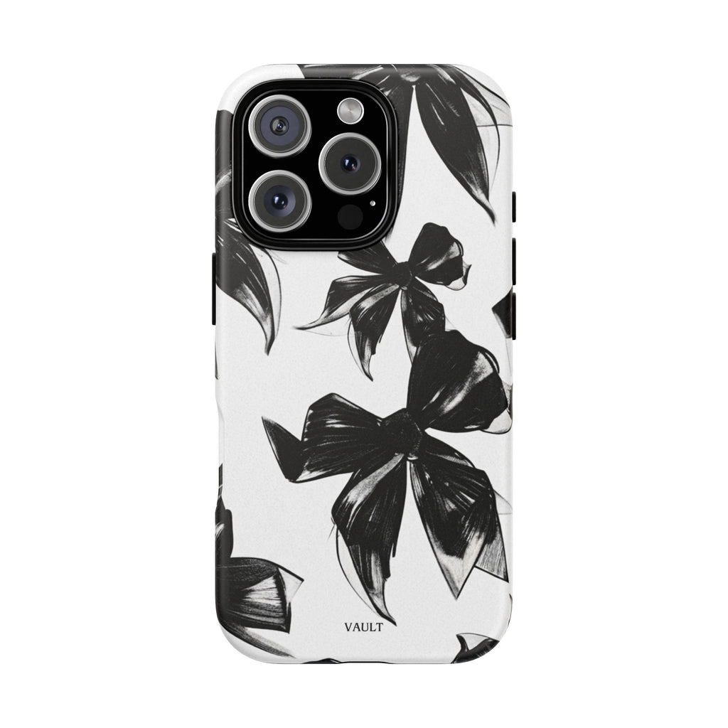 Floral Brushstroke Phone Case — Black & White Botanical Tough Case
