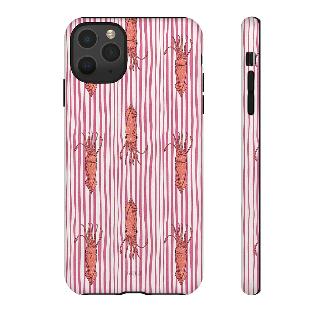 Squid Stripe Phone Case — Pink Nautical Sea Creature Pattern