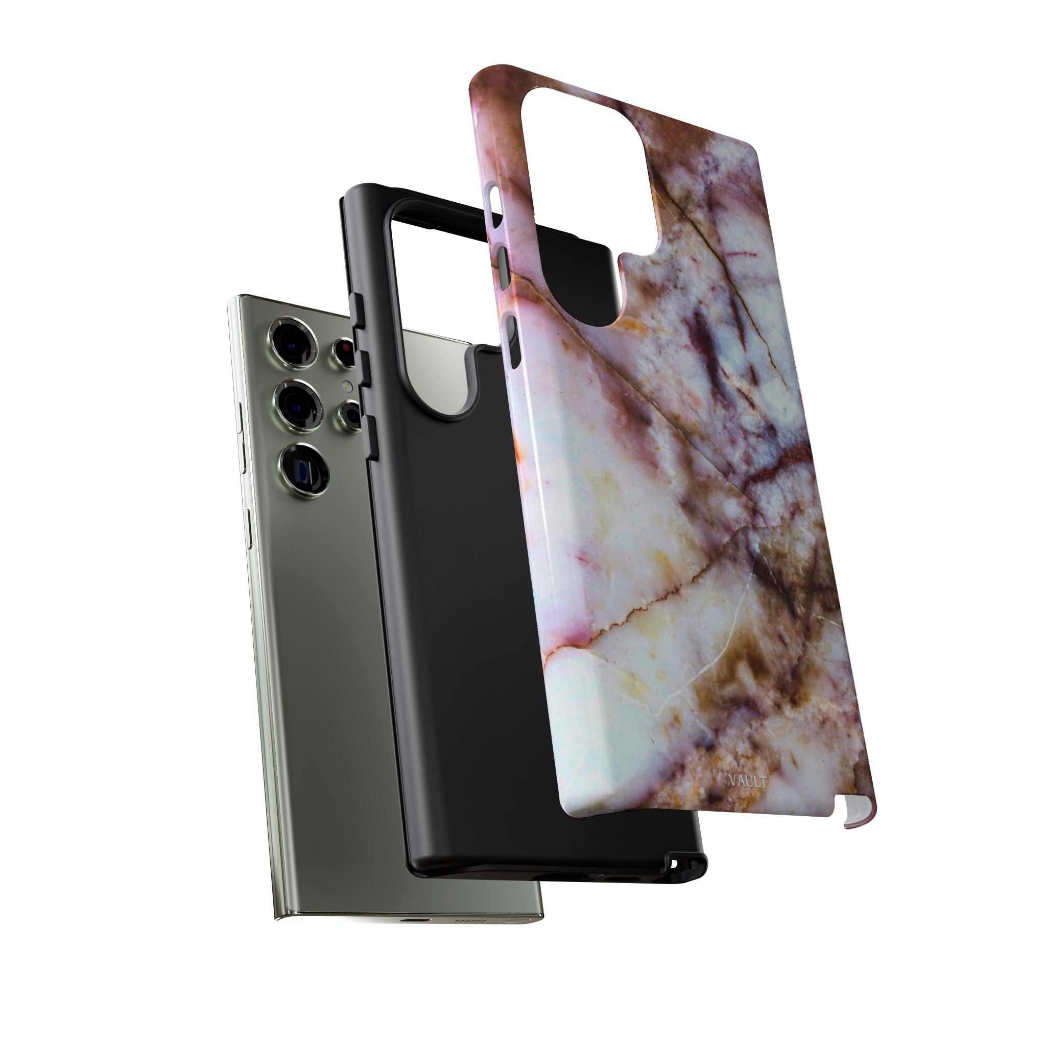 Marble Vein Tough Phone Case — Pink Quartz Protective Cover