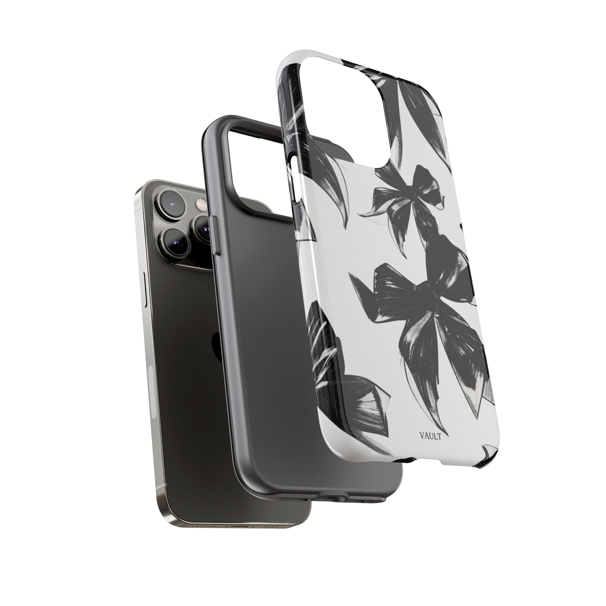 Floral Brushstroke Phone Case — Black & White Botanical Tough Case