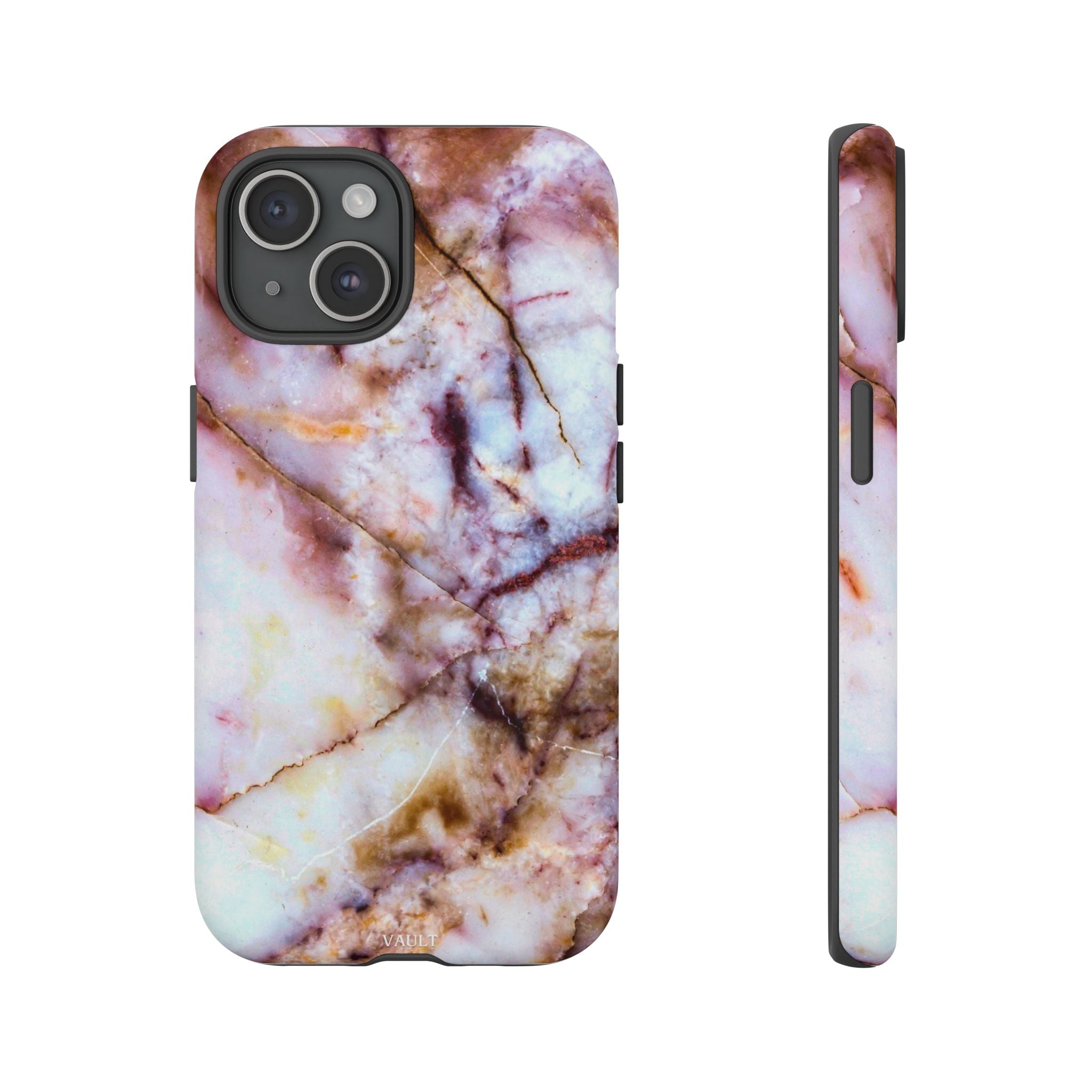 Marble Vein Tough Phone Case — Pink Quartz Protective Cover