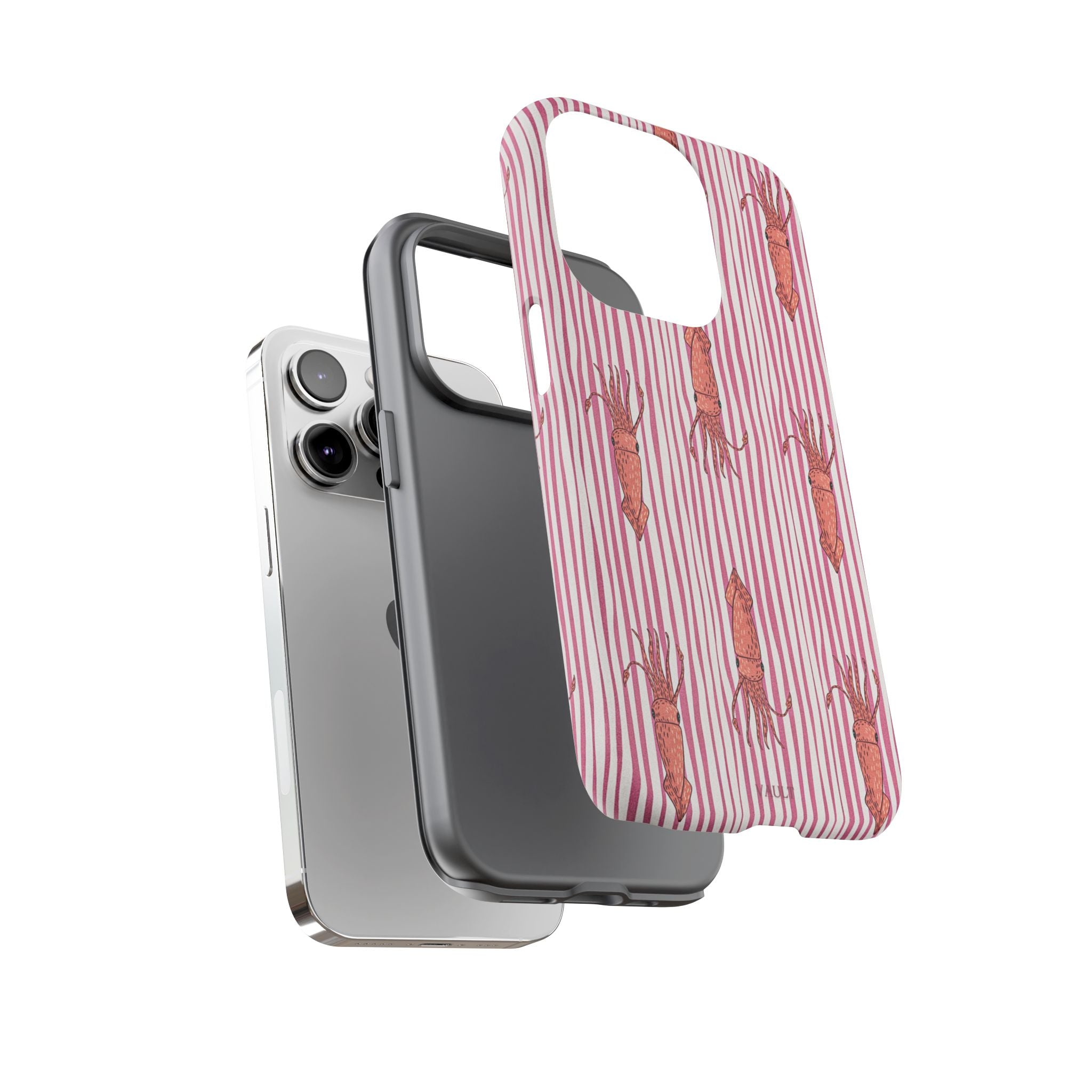 Squid Stripe Phone Case — Pink Nautical Sea Creature Pattern