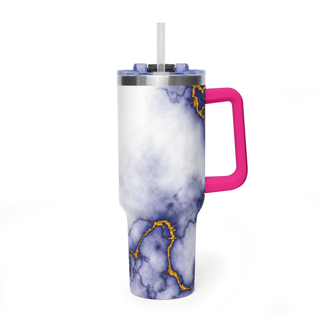 40oz Marble Thermal Tumbler - Blue & Gold Veined Vacuum Cup
