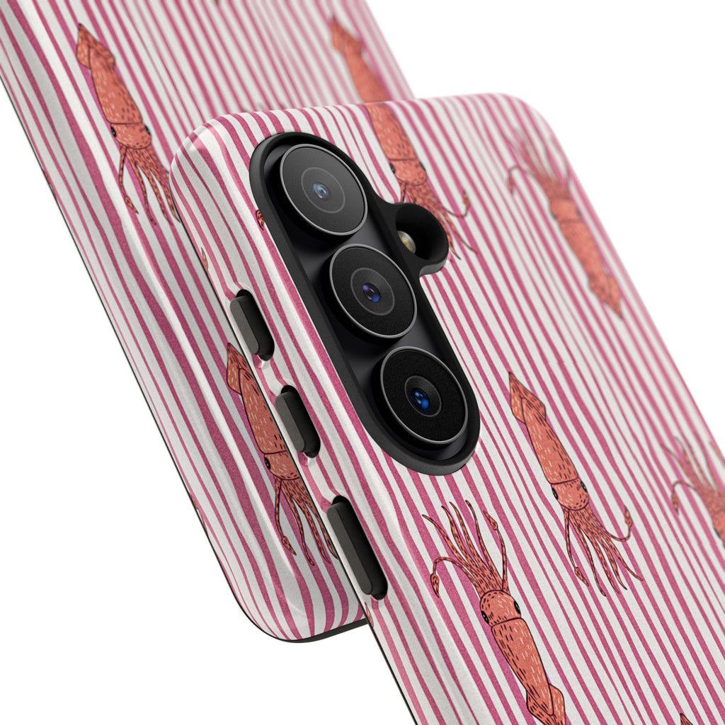 Squid Stripe Phone Case — Pink Nautical Sea Creature Pattern
