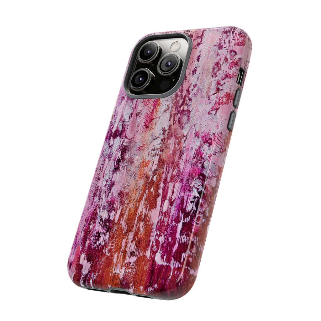 Pink Abstract Art Tough Phone Case — Protective Artistic Phone Cover