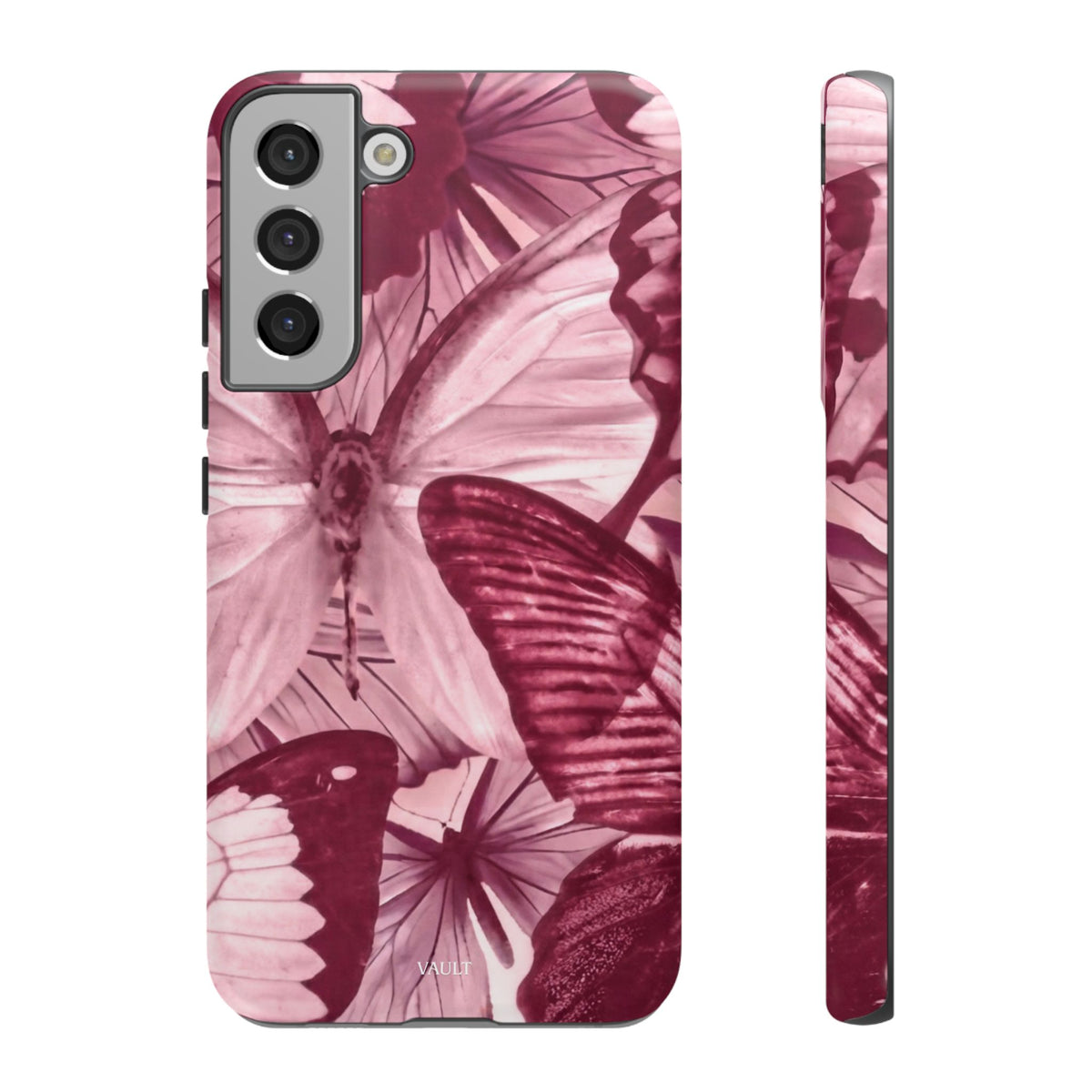 Butterfly Tough Phone Case — Vintage Pink Floral Protective Cover