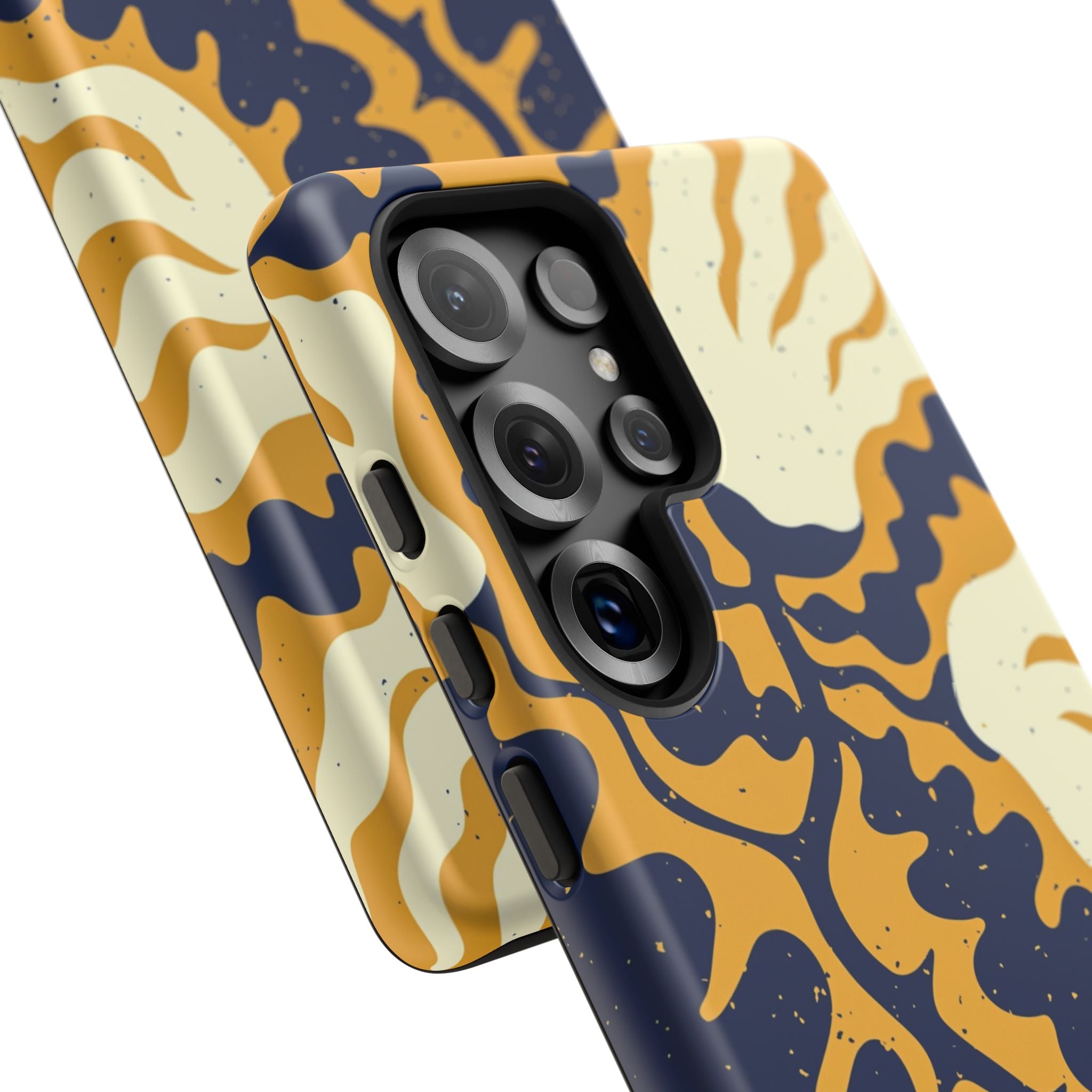 Bold Abstract Floral Phone Case (Navy & Mustard)