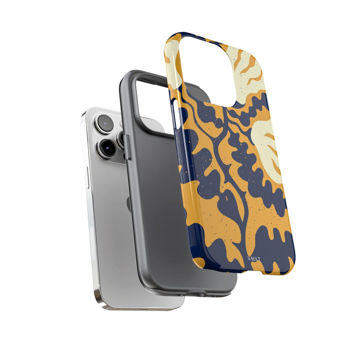 Bold Abstract Floral Phone Case (Navy & Mustard)