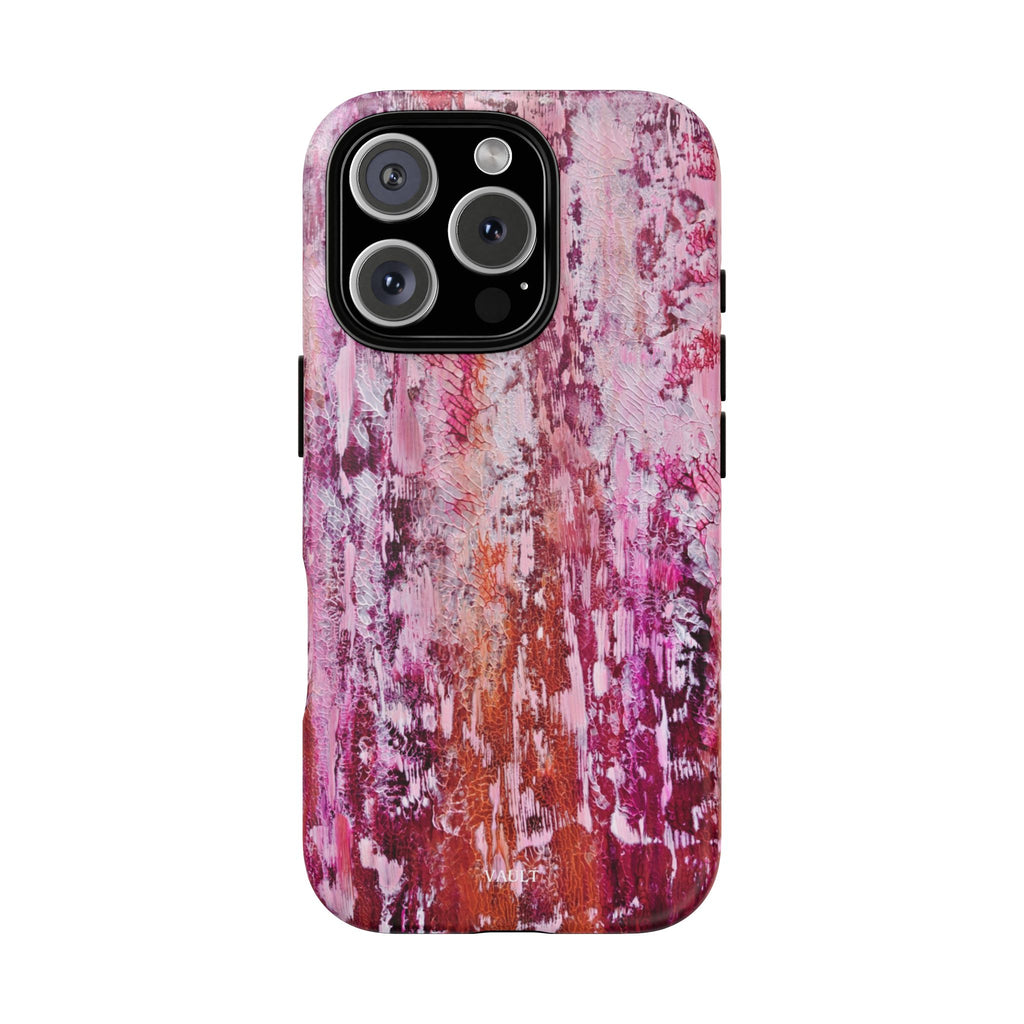 Pink Abstract Art Tough Phone Case — Protective Artistic Phone Cover