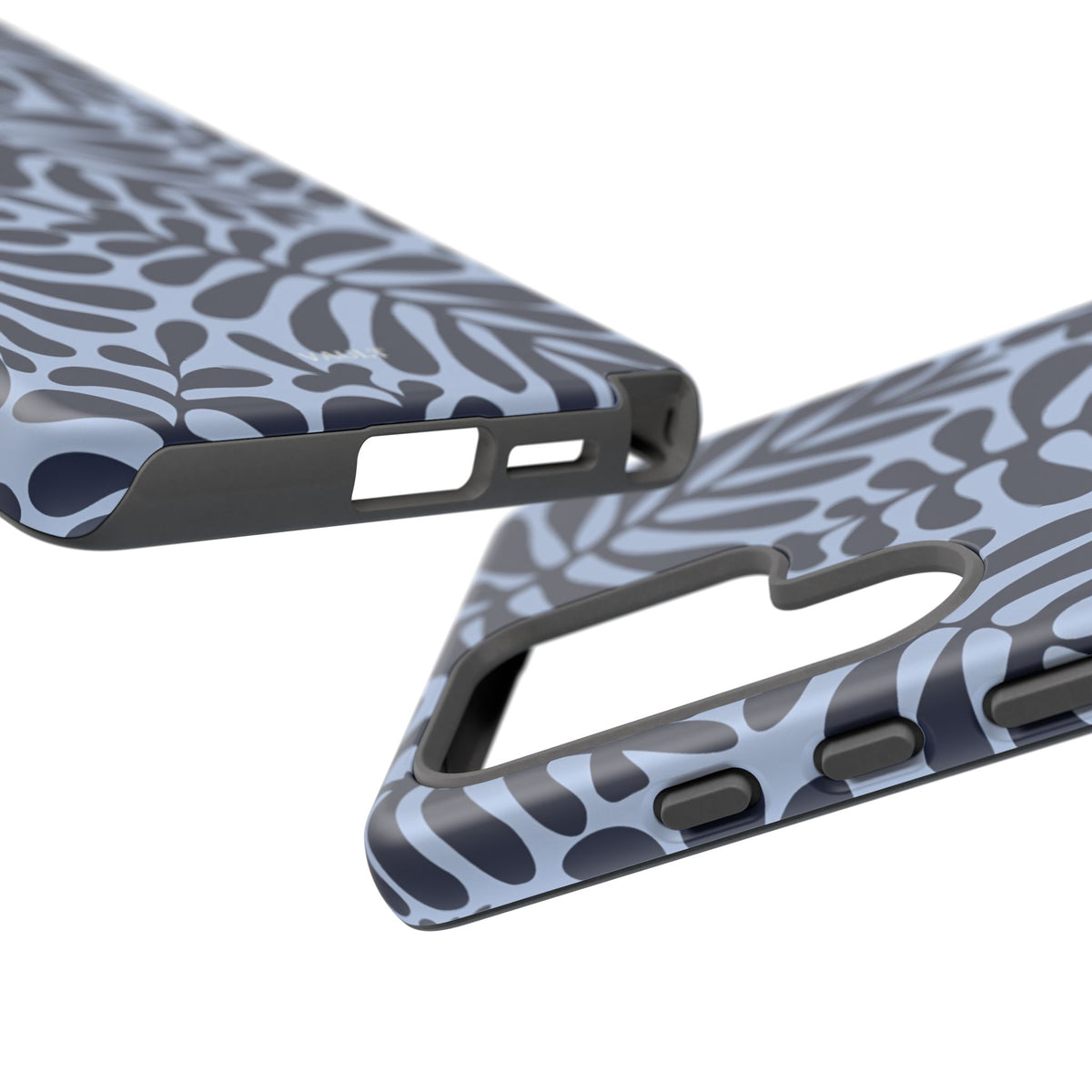 Floral Fern Tough Phone Case – Navy Blue on Light Blue, Protective Slim Cover