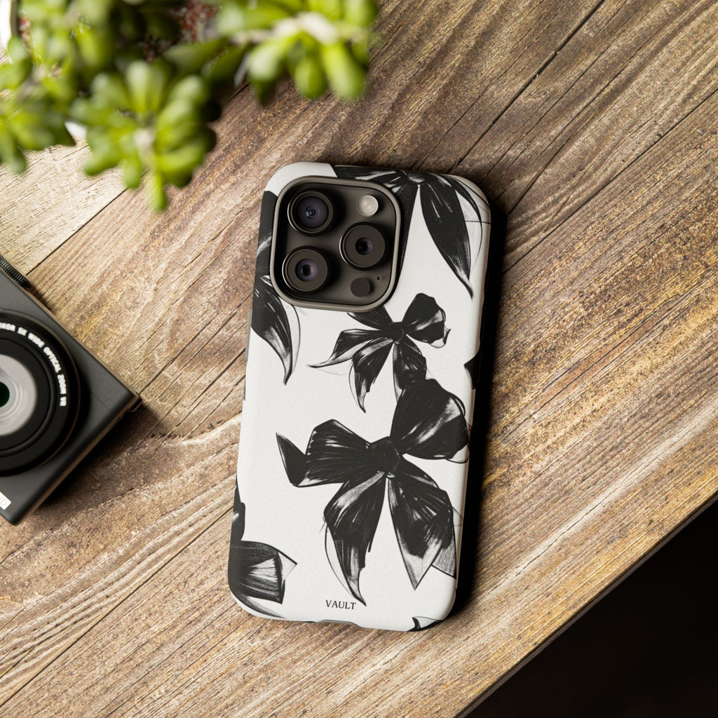 Floral Brushstroke Phone Case — Black & White Botanical Tough Case