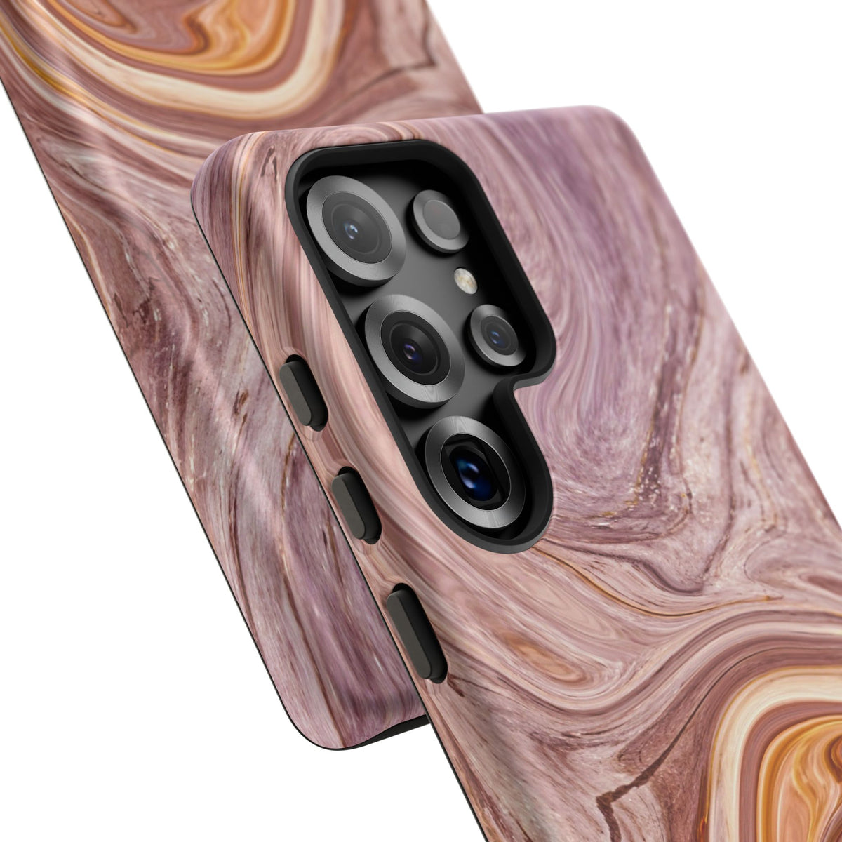 Marble Swirl Phone Case — Pink & Gold Abstract Tough Case