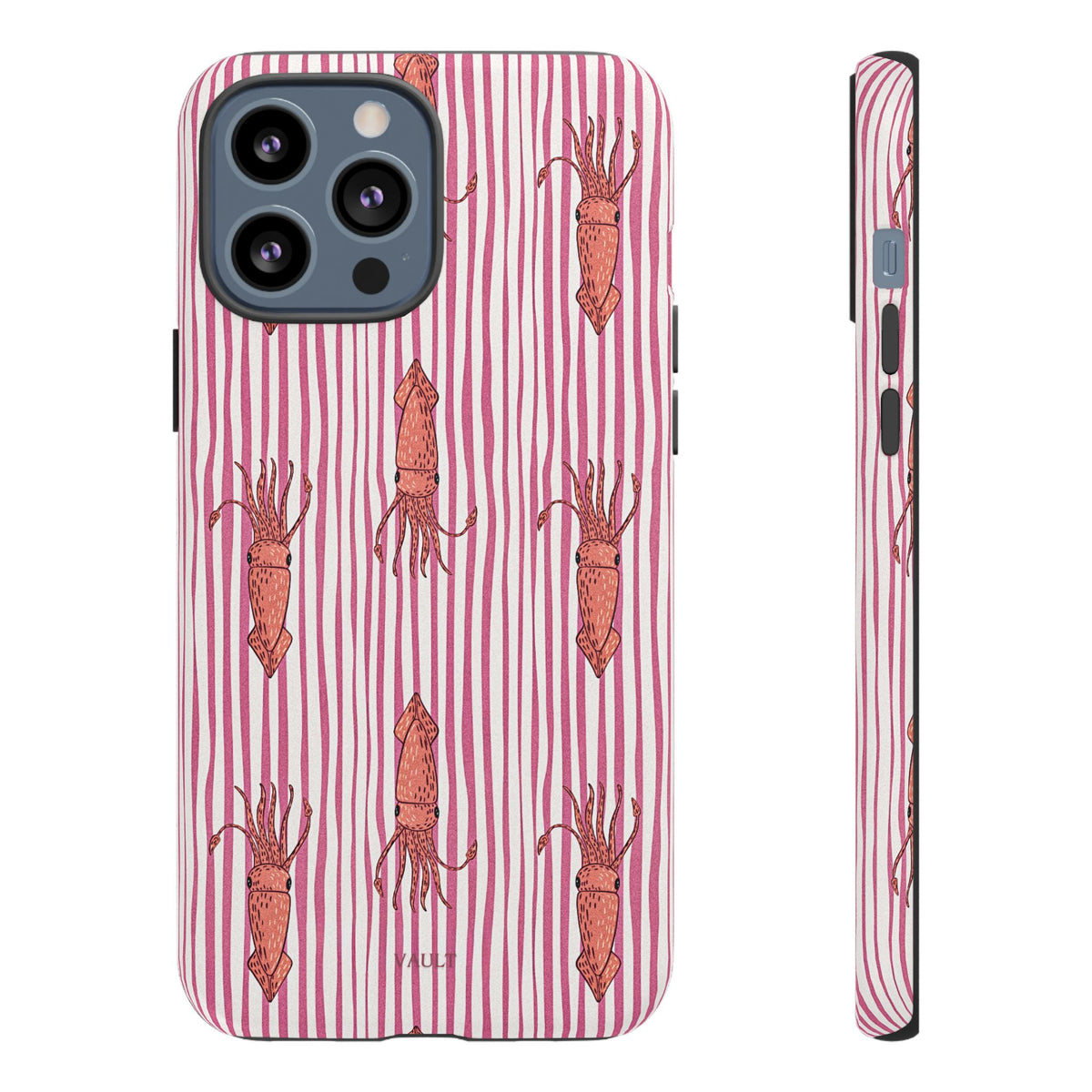 Squid Stripe Phone Case — Pink Nautical Sea Creature Pattern